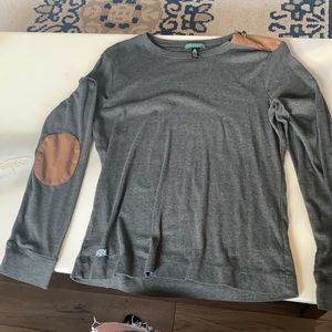 Grey long sleeve with brown elbow patches